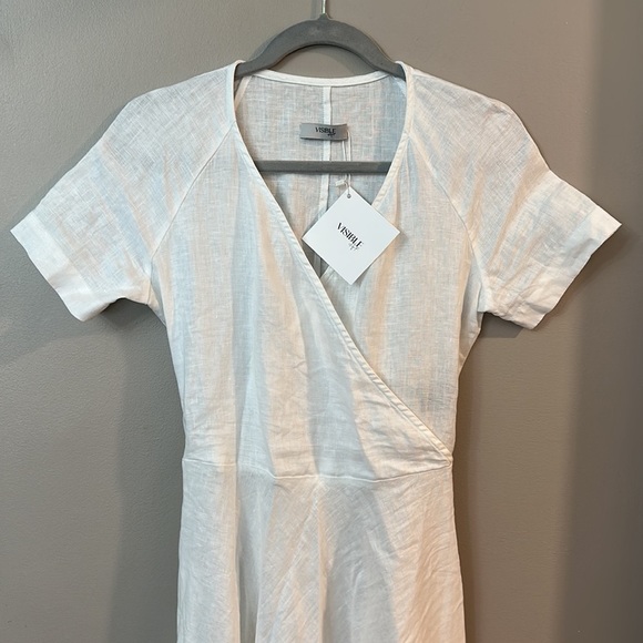 NWT Visible Art White Linen Short Sleeve Maxi Dress - Picture 2 of 8